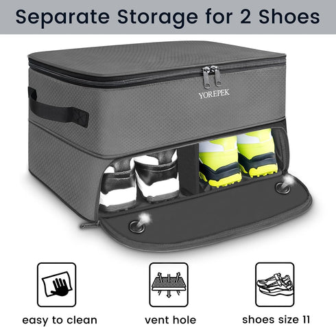 YOREPEK 2 Layer Waterproof Golf Trunk Organizer, Car Locker with Ventilated Compartment for 2 Pair Shoes