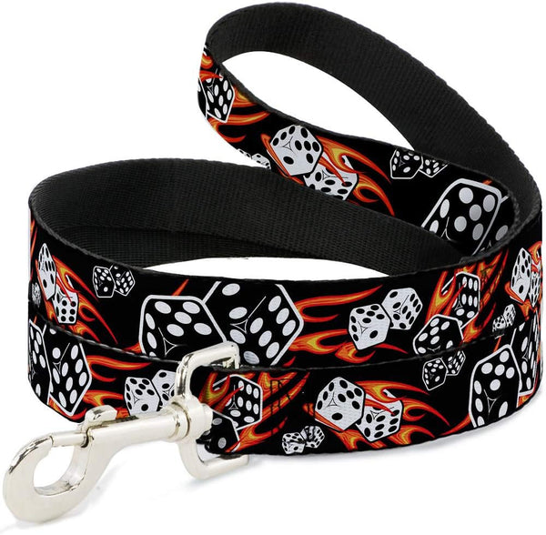 Dog Leash Flaming Dice, 6 Feet Long, 0.5 Inch Wide