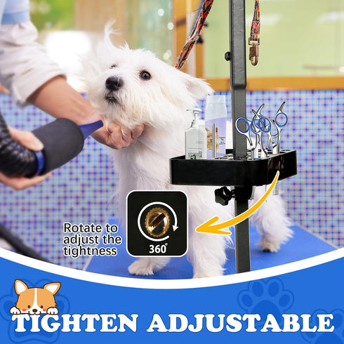 Breeze Touch Rotatable Dog Grooming Organizer for Grooming Table Accessories, Portable Tools Holder with Clamp