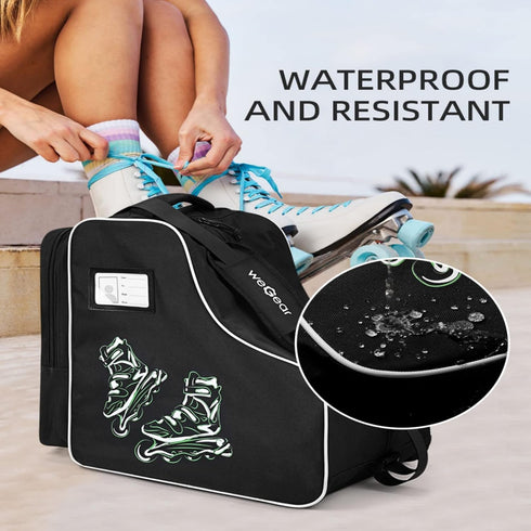 Skate Bag for Adults Roller Skates, Large Capacity Ice Skates Carry Bag with Adjustable Shoulder Strap, Nylon Inline