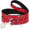 Buckle-Down Pet Leash - Animal Expressions Scattered Reds - 4 Feet Long, 1/2" Wide