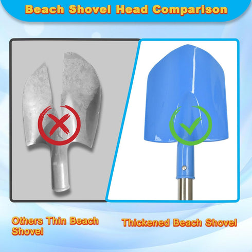 Frebuta 29in 3PC Heavy Duty Beach Shovel, Thickened Metal Sand Shovel with Stainless Steel Foam Handle Non-Slip Grip