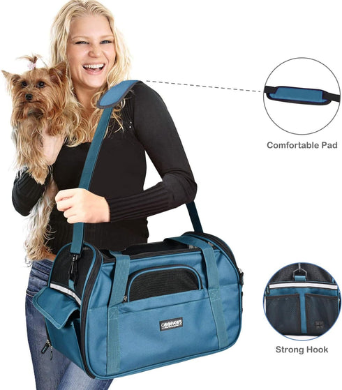 19" 10" 13" JESPET Soft-Sided Kennel Pet Carrier for Small Dogs, Cats, Puppy, Airline Approved Cat Carriers Dog Carrier