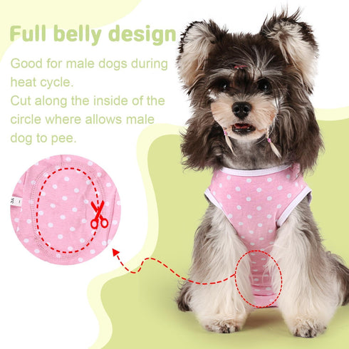 Etdane Dog Diapers Sanitary Panties for Male and Female Dogs, Physiological Period Shirts, Pink Polka Dots/L