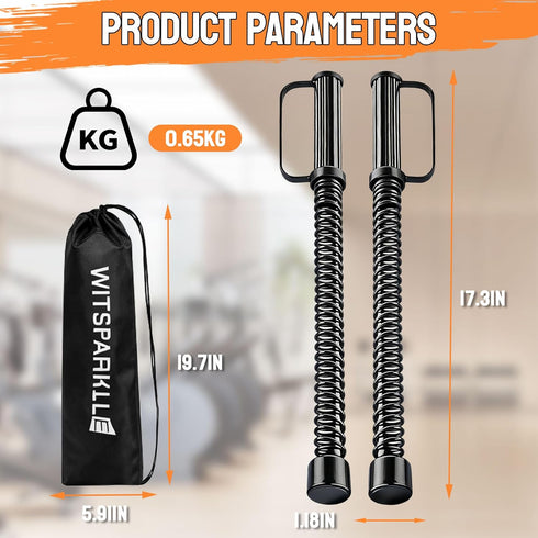 2PCS Ropeless Battle Ropes for Home Gym, Portable Cordless Workout Ropes with Gloves, Bag & Tutorial, Low-Impact HIIT