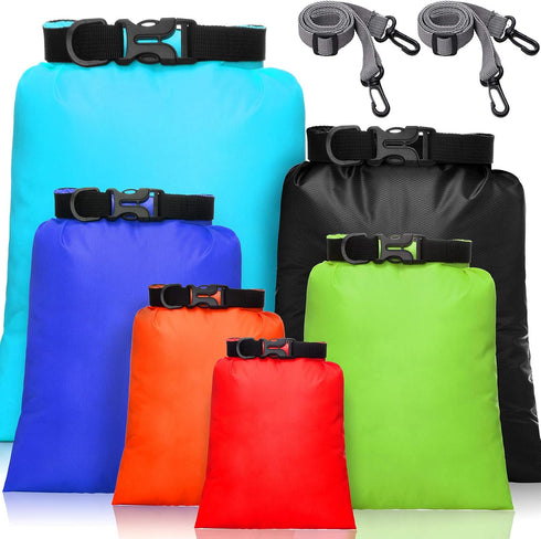 Waterproof Dry Bag Set 6 Pcs (15 L, 8 L, 5 L, 4 L, 3 L, 2 L) Lightweight Sacks with Adjustable Shoulder Strap for