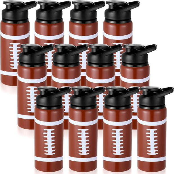 Honeydak 12 Pack Football Water Bottles, 20 oz Metal Travel Bottles with Snap Lid for Kids