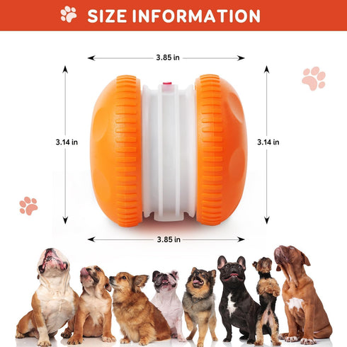 QGI Interactive Dog Toys, Random Path Electric Automatic Moving and Rolling Dogs Toy with Rope for Small Medium Large