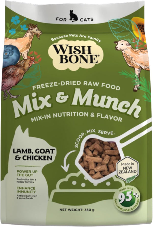 Wishbone Mix & Munch Raw Freeze-Dried Grain-Free Lamb, Goat and Chicken for Cats