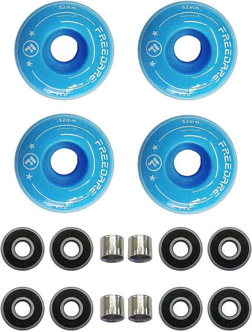 FREEDARE Skateboard Wheels 52mm and Bearings, Spacers Installed 92A Street Wheels Skateboards Tricks(Pack of 4)