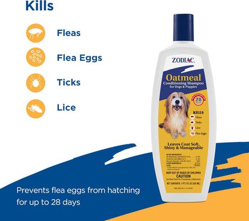 18 Zodiac Oatmeal Conditioning Shampoo for Dogs & Puppies ounces, Small