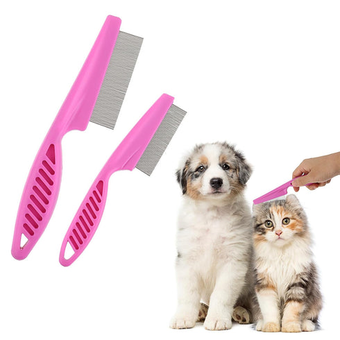 Pet Hair Comb Tear Stain Removal - 2 Pack Multifunctional Grooming Comb Kit, 2 in 1 Dog Combs for Knots and Tangles