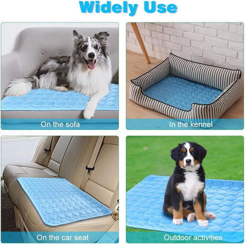 Washable Dog Cooling Mat, Ice Silk Cooling Mat for Dogs, Pet Self Cooling Pad Blanket for Indoor & Outdoor Car Seats
