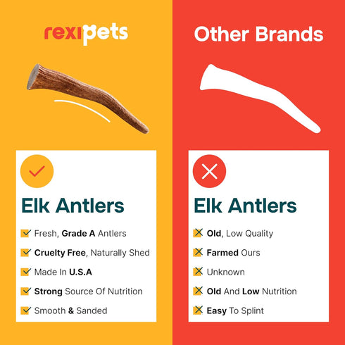 Split Medium Elk Antlers for Dogs (3 Pack) - Natural, Long-Lasting Chews for Aggressive Chewers, Naturally Shed in USA
