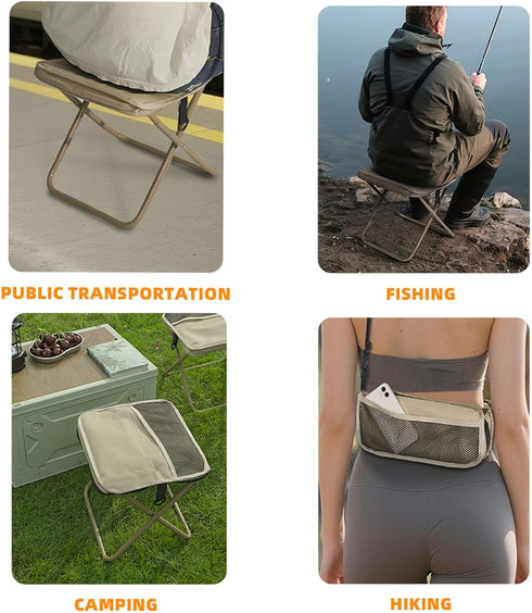 Yoosure 11.5" 2 Backpacking Tall Compact Collapsible Stool, Portable Folding Camp Stool with Side Pockets, Lightweight