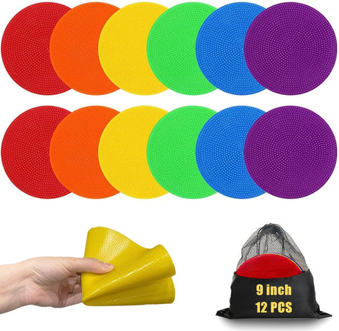 Spot Markers for Sports 9 Inch - Non Slip Rubber Agility Poly Spots Marker Field Flat Cone for Kids Training