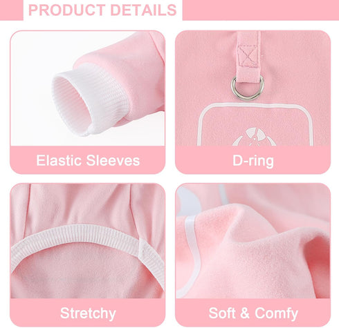 Dog Pajamas with D-Ring, Summer Puppy Clothes for Small Dogs, Cute Cat Outfit Apparel for Chihuahuas, Pink, Small