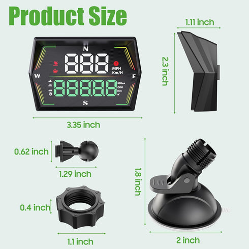 10L0L Golf Cart GPS Speedometer, HUD Digital Display with MPH/KMH, Compass Overspeed Alarm Fatigued Driving Alert, Auto