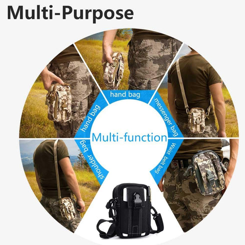 Small Tactical Molle Pouch, Military Waist Pouch EDC with Smartphone Holster for Outdoor Utility Gadget