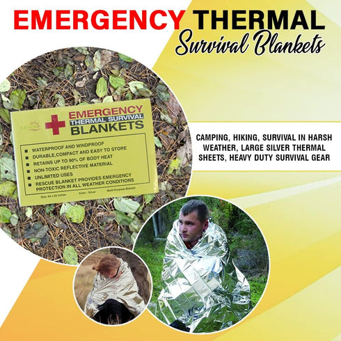 Rawyer Emergency Thermal Survival Blankets - Mylar Blankets for Outdoor, Camping, Hiking, Heavy Duty Survival Gear (10