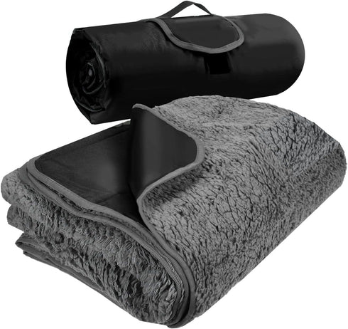 Tirrinia Outdoors Waterproof Throw Blanket - Sherpa Fleece Mat for Camping, Picnic, and Traveling