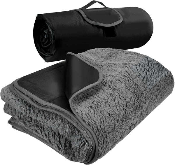 Tirrinia Outdoors Waterproof Throw Blanket - Sherpa Fleece Mat for Camping, Picnic, and Traveling