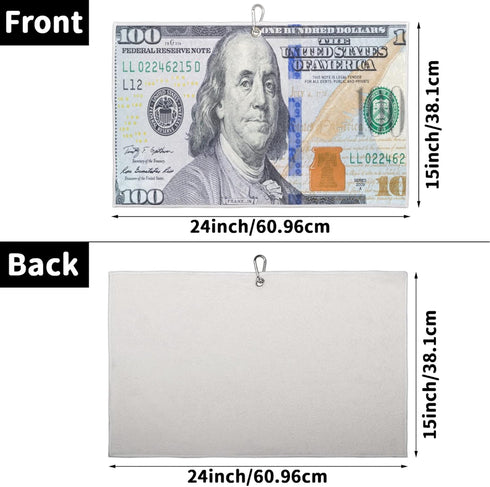 Pardick Golf Towel for Men Women, 100 Dollar Bill Design, Microfiber Fabric for Cleaning Golf Balls