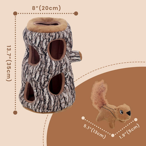 Laifug Hidden Squirrel Plush Dog Toy Interactive Squeaky Dog Toy Hide and Seek, XL