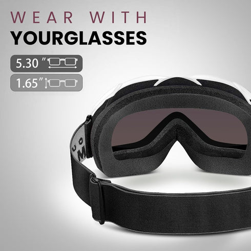 OutdoorMaster OTG Ski Goggles - Over Glasses Ski/Snowboard Goggles for Men, Women & Youth, 100% UV Protection