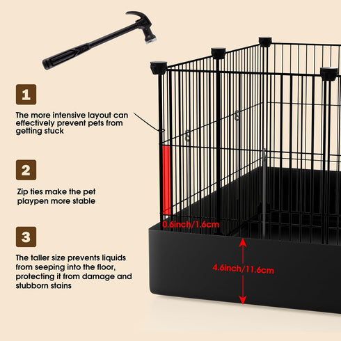 PAWING 20 Panels Small Animal Playpen with Removable Top Cover & Waterproof Mat - Durable Metal Wire Yard Fence
