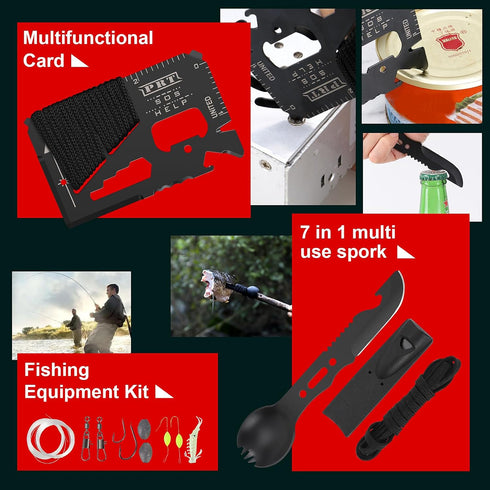 Pixato 116-in-1, Survival Kits, Survival Gear and Equipment Emergency Kit with First Aid Kit, Tactical Pen, Fishing