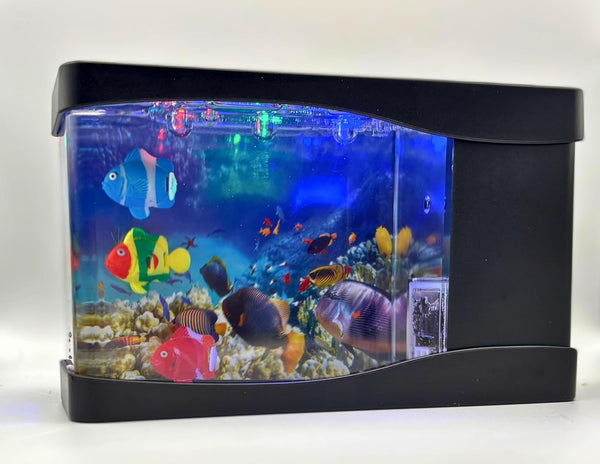 c & d pets Cute Mini Fish Tank by - Small Aquarium with Moving Artificial Fish,