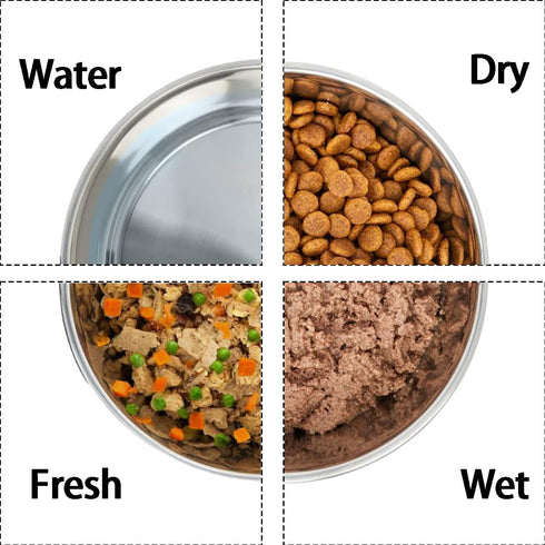 5mm Thick Stainless Steel Dog Bowls, Non-Slip with Silicone Base, 4 Cups Food Grade BPA Free, 2 Pack