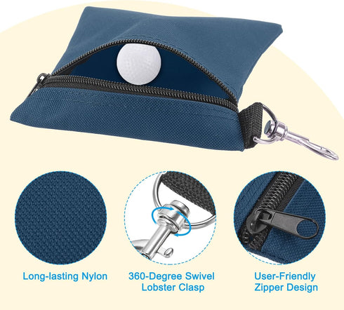 PATIKIL Golf Tee Pouch, Zipper Golf Ball Bag with Metal Lobster Claw Clip for Valuables Holder, Men Women
