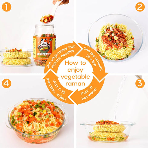 Egcina 16OZ 100% Packaging 6 Dehydrated Freeze Dried Vegetables - Natural Large Ramen Toppings, Mixed Vegetable Flakes