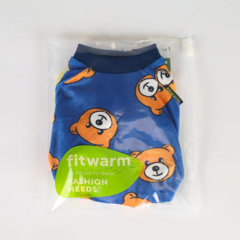 Fitwarm Cute Bear Dog Pajamas | Fleece Pet Onesie for Small Dogs, Royal Blue & Brown, XXL