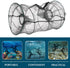 18x33cm Beaupretty Collapsible Shrimp Trap Fishing Bait Net Round Spring Cage Folded Cast Net Black Mesh for Crabs