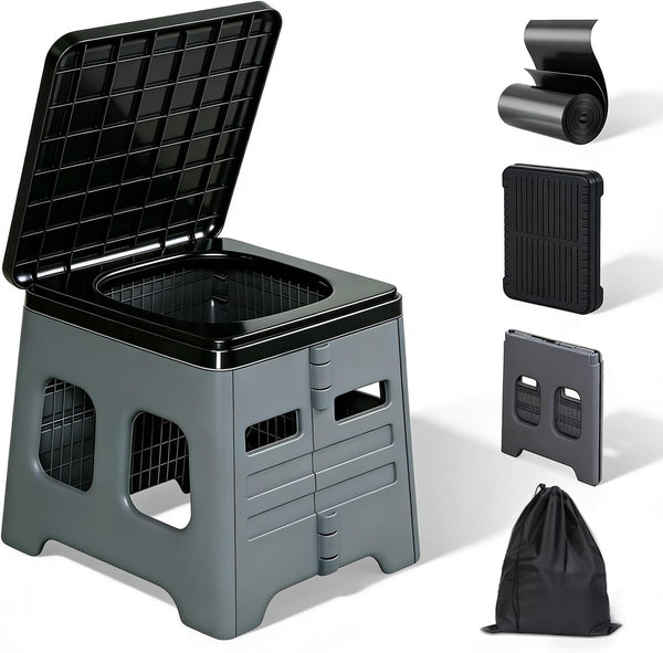 ROSHNT Camping Toilet for Adults - Portable Folding Toilet with Lid,Travel Portable Potty