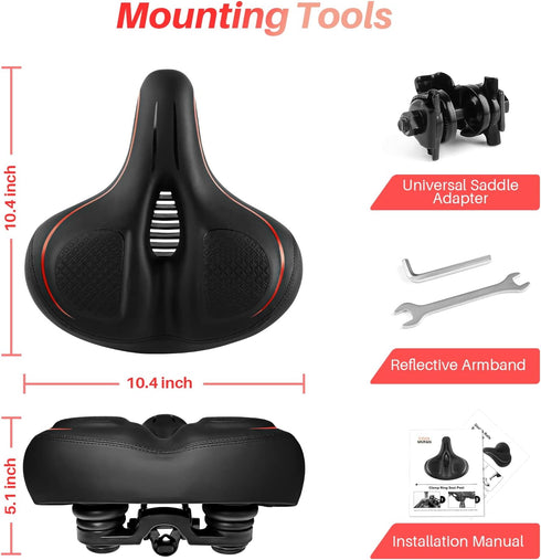 Oversized Bike Seat for Peloton Bike & Bike+, Wide Saddle Replacement for Exercise or Road Bikes