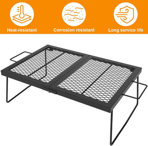Folding Campfire Grill Cooking Racks, Campfire Grate Over Fire Pit, Cooking Equipment for Camping and Outdoor Cooking