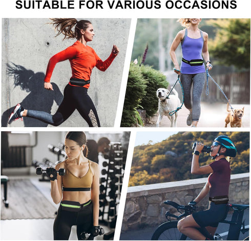 Running Belt Fanny Packs - Reflective Belt Bag for Hiking, Cycling, Workout, Compatible with iPhone 13, 12 Pro