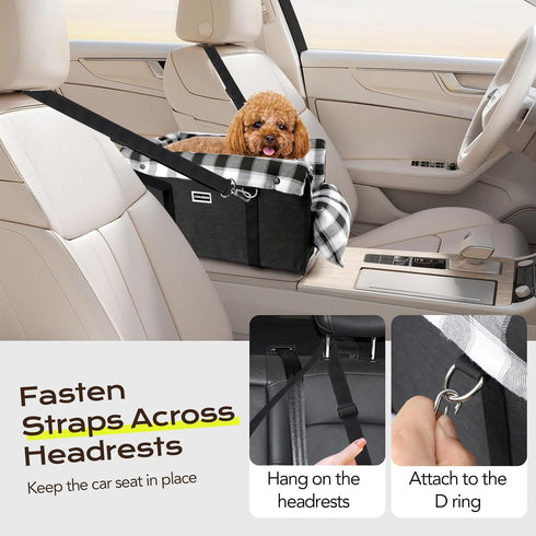 CHZUOBER 11lbs(Black) Center Console Dog Car Seat, Detachable and Washable Inner Lining Dog Car Seat Anti-Collapse