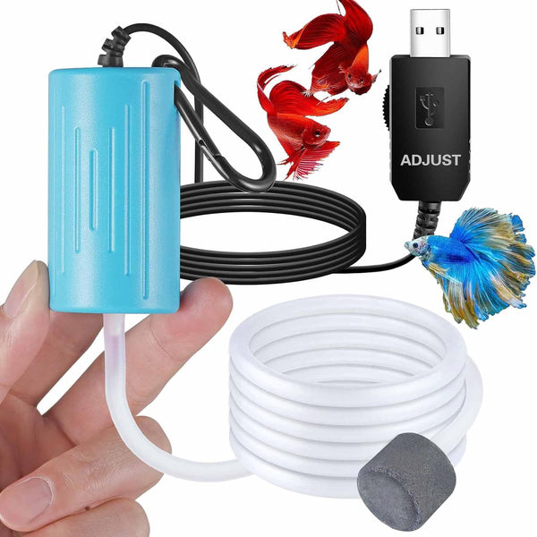 Mini Aquarium Air Pump, USB Air Pump for 5 Gallon Aquarium with Oxygen Tube and Air Stones