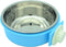 RUBYHOME 2-in-1 Dog Bowl & Feeder - Blue Plastic & Stainless Steel Hanging Food Basin for Crates & Cages