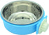 RUBYHOME 2-in-1 Dog Bowl & Feeder - Blue Plastic & Stainless Steel Hanging Food Basin for Crates & Cages