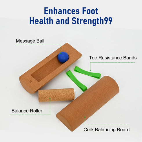 Tcatec 4-in-1, Cork Balance Foot Portable Cylinder Foot Trainer, Strengthener to Improve Mobility Arch Exerciser