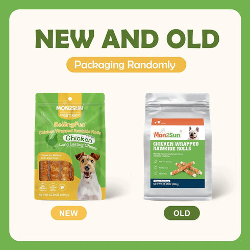 MON2SUN 9 Inch 23.28oz (6 Count-Pack 1) Dog Treats, Chicken Wrapped Rawhide Rolls Snacks, Teeth Cleaning and Long