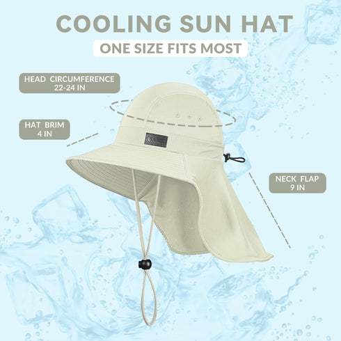 Sukeen Cooling Sun Hat for Men and Women, UPF50+ Wide Brim Fishing Hat with Neck Flap, Adjustable Bucket Hat