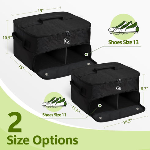 Odor-Absorbing 2-Layer Large Golf Trunk Organizer with Activated Carbon Fabric - Water-Resistant Golf Shoe Bag