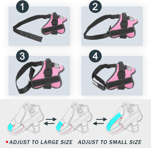 Bolux Dog Harness, No-Pull Reflective Vest, Breathable Adjustable Pet Harness with Handle for Outdoor Walking (Pink, M)